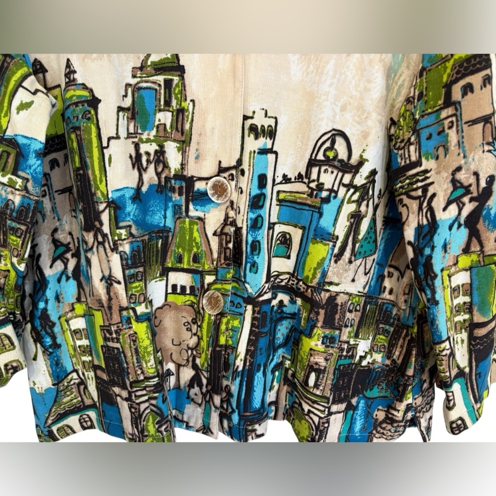 Christopher & Banks Beige Artistic Patterned Top Size Large - Picture 4 of 8